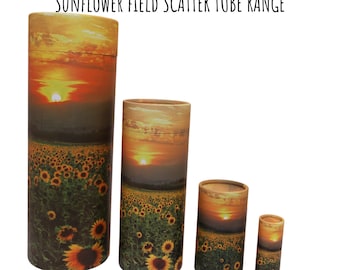 Scatter Tube & Record - Sunflower Fields - Cremation Ashes Urn plus Certificate - Adult / Standard / Large / Small / Keepsake / Pet