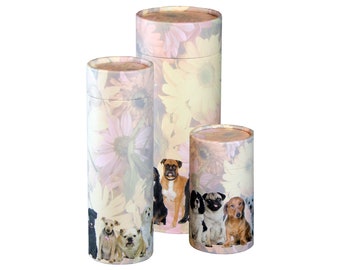 Dog Breed Print Scatter Tube: Biodegradable Pet Ashes Urn