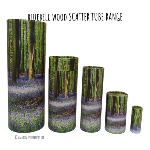 Scatter Tube AND Certificate - Bluebell Wood - Cremation Ashes Urn - Size: Adult / Large / Medium / Small / Mini / Keepsake / Pet
