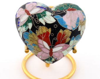 Ashes Urn Heart Radiant Butterfly Memorial Keepsake with Stand and Presentation Box
