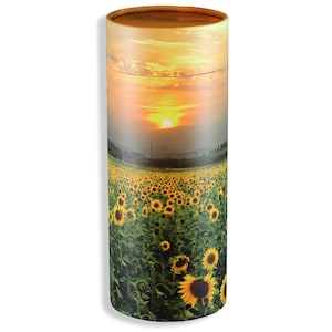 Scattering Tube - Extra Large - Sunflower In A Field With Sun Set  Eco-Friendly Urn