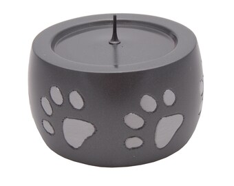 Paw Print Pet Memorial Candle Holder with Ashes Chamber – Dog Loss Gift