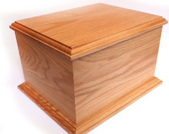 Solid Oak Wood Cremation Urn: Personalized Memorial Ashes Box