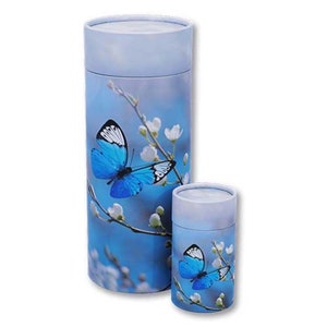 Scatter Tube  - Butterfly on Blossom - Biodegradable Cremation Ashes Urn - Large / Standard / Mini