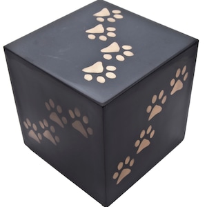 Dog Ashes Urn | Paw Print Pet Urn | Wooden Pet Urn | High Quality Urn with Beautiful Paw Print Design for a large Dog&#39;s ashes
