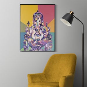 Lord Ganesh Canvas Wall Art | Hindu Art | Spiritual Art Yoga | Hindu God | Yoga Gift | Spiritual Wall Art