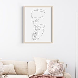 Guru Nanak Dev Ji Line Art Framed Print | Modern Wall Art | Minimalist Print | Sikh Home Décor | Guru | Meditation Wall Art Spiritual