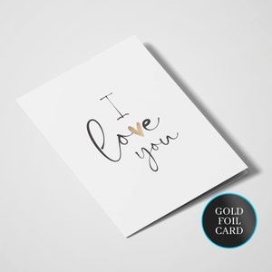 I Love You - Hart Goudfolie | Romantische kaarten | Jubileum | Liefs | Leuke | Romantisch | Valentijnsdag | Love You Card | Sorry-kaart