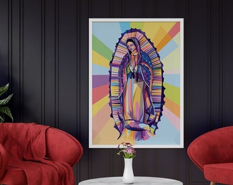 Mary, Mother Of Jesus | Virgin Mary | Virgin of Guadalupe | Virgen de Guadalupe | Catholic Art Religious | Retro