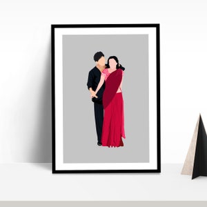 Kuch Kuch Hota Hai Rahul & Anjali Bollywood Wall Art | Movie Poster | Indian Film | Desi Art Print | Digital Illustration | Bollywood Movie