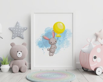 Bunny Kids Wall Art | Nursery Wall Art | Kids Room Decor | Kids Room Art | Nursery Prints | Framed Kids Room Prints | Playroom Decor