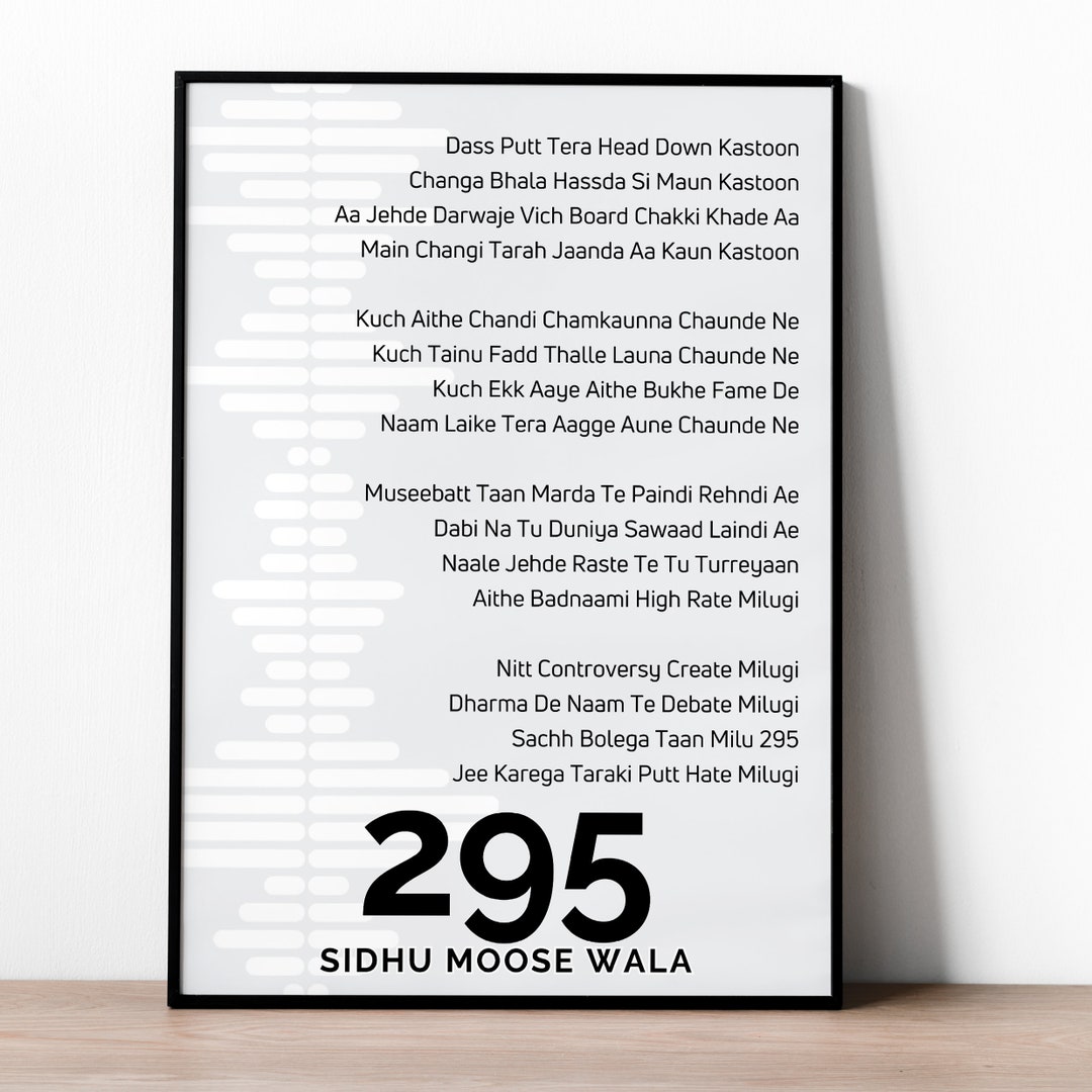 Buy 295 Sidhu Moose Wala Digital Download Song Lyrics Wall Art  Favourite Song Indian Song Punjabi Song Printable Files Online in  India