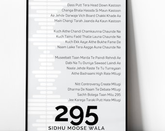 295 Sidhu Moose Wala Digital Download Song Lyrics Wall Art  Favourite Song Indian Song Punjabi Song Printable Files