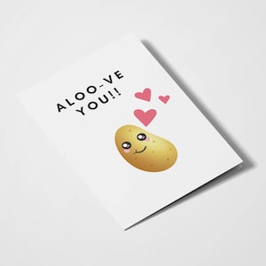 ¡¡Aloo-Ve tú!! - Sudasiático, Desi Cards / Desi Humor / Aniversario / Día de San Valentín / Tarjetas románticas / Tarjetas indias / Juegos de palabras de comida / Linda tarjeta