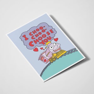 Eu Choo Choo escolho você | Cartões de trocadilhos | Te amo | Cartão engraçado | Dia dos Namorados | Romântico | Simpsons | Cartão bonito | Ralph Wiggum | Lisa Simpson