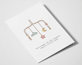 Welcome To The World Sweet Little One / New Baby / New Born Card / New Born Baby / Neonata / Neonato / Neonato / Baby Shower Card / Congratulazioni