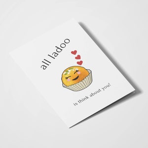 All Ladoo Is Think About You / Desi Cards / Desi Humor / Aniversario / Día de San Valentín / Romantic Cards / Miss You / Food Puns