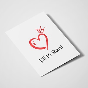 Dil Ki Rani / Reina de Corazones / Asia del Sur / Tarjetas Desi / Cumpleaños / Aniversario / Día de San Valentín / Novia / Tarjetas Románticas