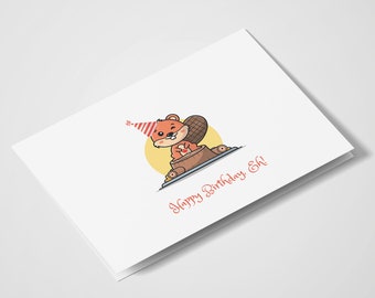 Joyeux anniversaire, eh! | Drôle de carte | | canadienne du castor carte d’animal | | de cartes de jeu de mots carte de jeu de mots pour animaux | | des amoureux du castor Carte d’anniversaire