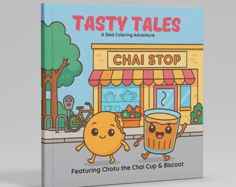 Chai and Cookie Coloring Book | Cute Kawaii Food Coloring Book | Relaxing Coloring Book for Adults & Kids | Tasty Tales Chotu and Biscoot