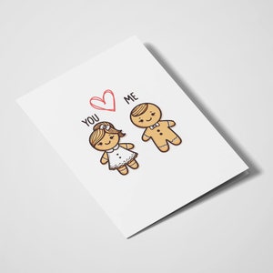 Tú y yo / Tarjetas de juego de palabras / Tarjeta de amor / Tarjetas divertidas / Pan de jengibre / Juego de palabras de comida / Día de San Valentín / Romántico