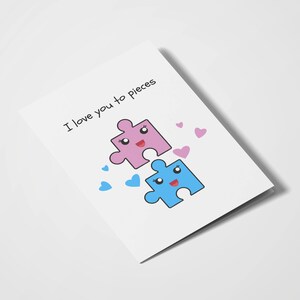 Ti amo a pezzi / Carte di gioco di parole / Carte di ti amo / Carte divertenti / Carte di piante / Carte di anniversario / Giorni di San Valentino