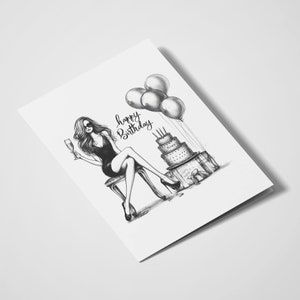 Buon compleanno ragazza/Biglietto di compleanno/Migliori amiche/Per lei/Biglietto per un'amica/Torta di compleanno/Biglietto di compleanno per ragazze