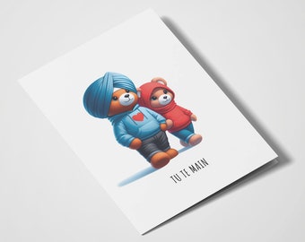 Tu Te Main | Teddy Bear Couple | Romantic Cards | For Her | For Him | Wedding Card | Anniversary Card | Valentines Day | Just Because | Cute