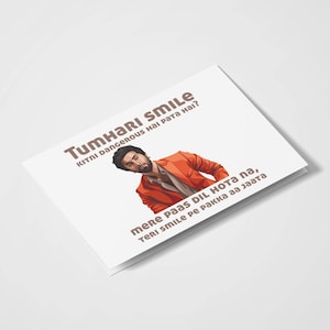 Tumhari Smile Kitni peligroso Hai Pata Hai? / Ranbir Kapoor / Día de San Valentín / Tarjetas de Bollywood / Filmy / Romántico / Diálogo de Bollywood