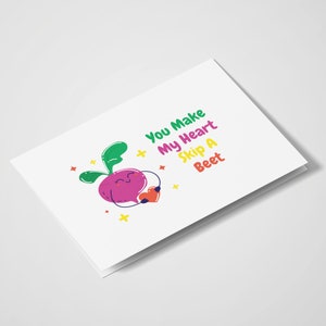 Haces que mi corazón salte una remolacha / Tarjetas de cumpleaños / Celebrar / Juegos de palabras con alimentos / Tarjetas de juegos de palabras / Tarjetas lindas / Remolachas / Día de San Valentín / Romántico