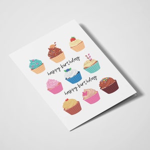 Happy Birthday - Cupcakes | Birthday Cards | Cute Card | Kids Birthday | Cupcake card | Cute Birthday Card | Food Puns