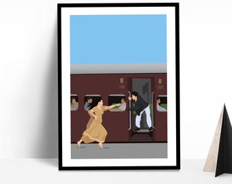 Dilwale Dulhania Le Jayenge Train | Bollywood Poster | Indian Film | Digital Illustration | Shah Rukh Khan | Kajol | Indian Film