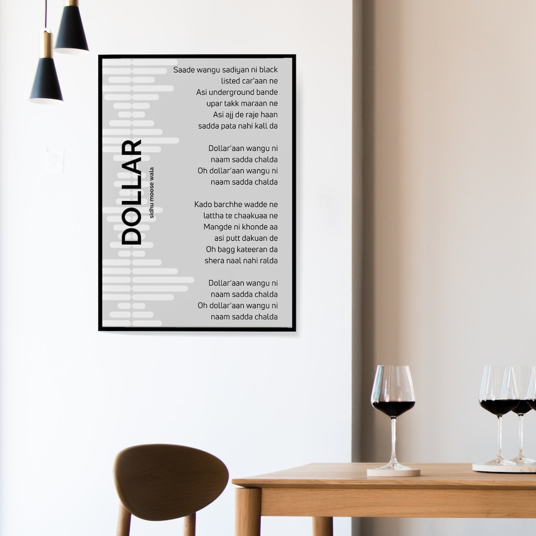 Dollar Sidhu Moose Wala Song Lyrics Wall Art Song Lyrics