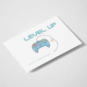 Level Up - Joyeux anniversaire | Cartes de jeu de mots | Cartes de vœux jeu de mots | Carte d’anniversaire | Carte de jeu | Gaming Anniversaire | Carte Enfants