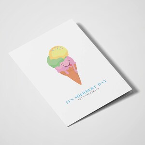 C’est le Sherbert Day | Cartes d’anniversaire | Carte mignonne | Anniversaire des enfants | Crème glacée | Carte d’anniversaire mignonne | Jeux de mots culinaires