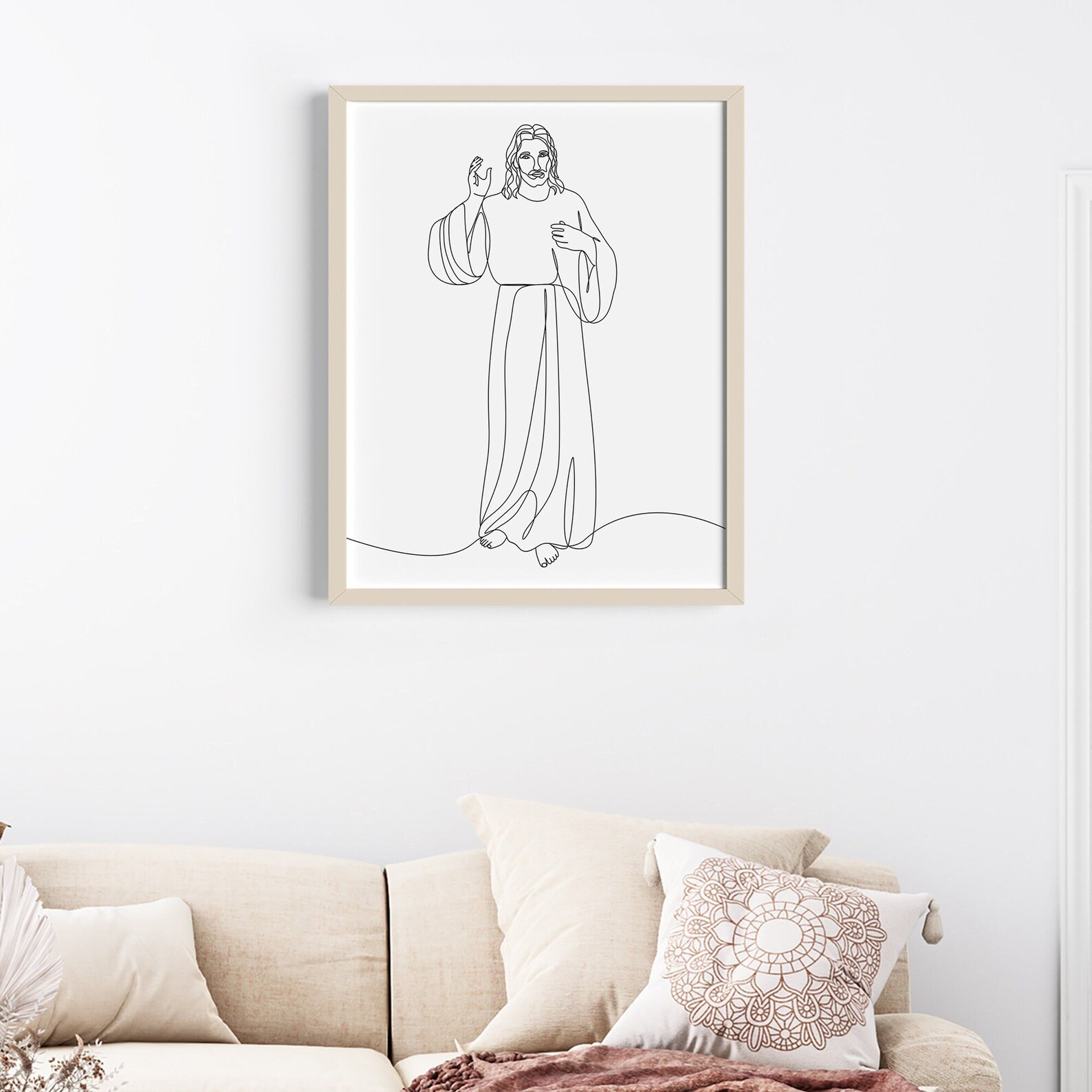 Jesus Christ Line Art | Minimalist Print | Jesus Wall Art | Baptism ...