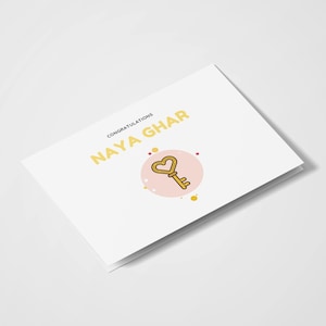 Félicitations, Naya Ghar | Carte sud-asiatique | Cartes Desi | Cartes indiennes | Nouvelles cartes d’accueil | Carte de nouvelle maison indienne