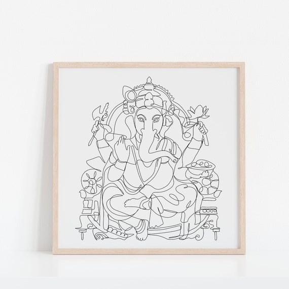 Ganesh hindu god line art Cut Out Stock Images & Pictures - Alamy