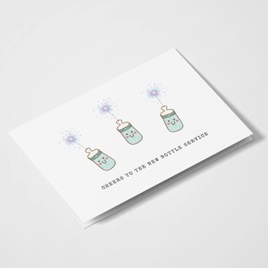Saludos al nuevo servicio de biberón / Nuevo bebé / Tarjeta de recién nacido / Bebé recién nacido / Niña / Bebé niño / Tarjeta de baby shower / Felicitaciones