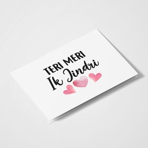 Teri Meri Ik Jindri / Indian Cards / South Asian Card / Desi Cards / Anniversary / Valentine's Day / Romantic / Birthday / Just Because