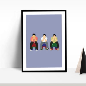 3 idiots Bollywood Wall Art | Bollywood Poster | Indian Film Wall Art | Digital Illustration | Aamir Khan | Indian Poster | Indian Films