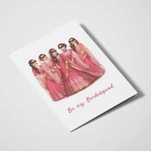 Soyez mon équipe de la mariée | Cartes de mariage indiennes | Cartes Desi | de proposition de demoiselle d'honneur | Serez-vous ma demoiselle d'honneur | Mariage sud-asiatique