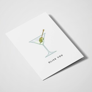 Olive You / Carte romantiche / Anniversario / Amore / Carino / Romantico / Giochi di parole / Bere giochi di parole / Martini