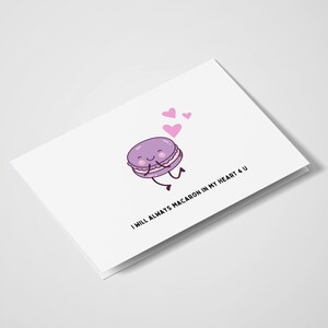 I Will Always Macaron In My Heart 4 U / Tarjetas de juego de palabras / Tarjetas de amor Tarjetas de amor / Tarjetas divertidas / Día de San Valentín / Romántico / Para él / Para ella