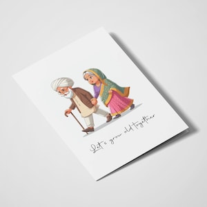 Vamos envelhecer juntos | Casal Punjabi | Eu te amo | Cartões Românticos | Para ela | Para ele | Casamento | cartão de aniversário | Dia dos Namorados