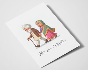 Let's Grow Old Together | Punjabi Couple | I Love You | Romantic Cards | For Her | For Him | Wedding | Anniversary Card | Valentines Day