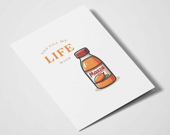 You Fill My Life With Maaza | Desi Cards | Anniversary | Valentine’s Day | Romantic Cards | Indian Card | Food Puns | Cute | Friendship