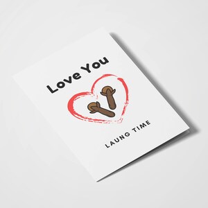 Love You Laung Time / Tarjeta del sur de Asia / Tarjetas Desi / Humor Desi / Aniversario / Día de San Valentín / Tarjetas románticas / Tarjetas indias / Juegos de palabras con la comida