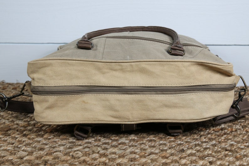 Upcycled Canvas Laptop Computer Bag Tote Bag Crossbody Messenger Work Bag image 5