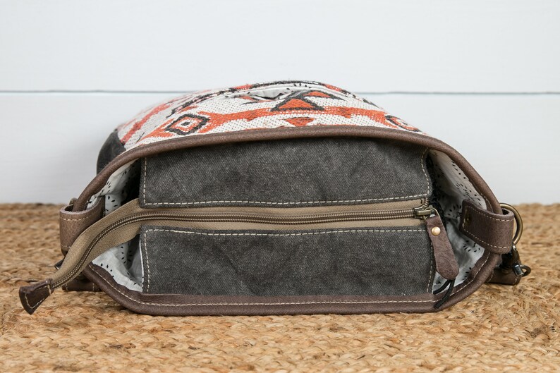 Myra Entice Shoulder Bag - Upcycled Canvas & Leather Boho Purse With Tassel - View #9